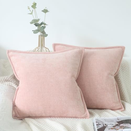 OYIMUA Rosa Kissenbezug 50x50 Chenille 2er Set Kissenbezüge Deko Sofakissen Edel Luxus Kuschelkissen Weich Kissenhüllen Wohnzimmer Schlafzimmer