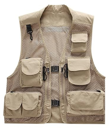 RUMAOZIA Gilet da pescatore, estivo, da uomo, con rete multi-tasca, senza maniche, leggero, traspirante, per il tempo libero, per la caccia e il pescatore, per il campeggio, le escursioni