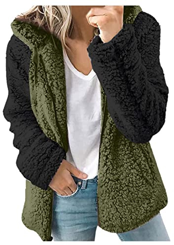 Wyongtao Veste Femmes Cachemire Chaud Oversize Manteau Femme Hiver Avec Poche Gilet Femme De Sport Blouson Polaire Grande Taille Bloc De Couleur Sweats À Capuche Zippé Polaire En Peluche Épaissir