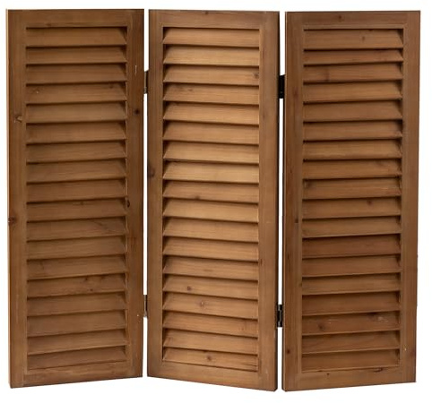 Sintosin Marron Paravent Interieur Bois 3 Panneaux, Petit Cloison de Separation Interieur 81 cm Hauteur, Cloison Amovible Vintage pour Chambre, Salon, Bureau