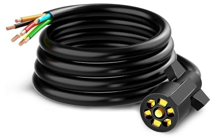 Kit di cablaggio per rimorchio con spina a 7 vie, cavo in linea da 8 piedi, con connettore a doppio polo per accessori auto, barca e camper