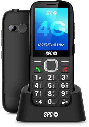 SPC Fortune 2 Max – 4G Seniorenhandy | Kratzfestes 2,4-Zoll-XL-Display, große Tasten | 104-dB-Klingelton, Ladestation | SOS-Taste, Ice-Profil, Fernkonfiguration | Akku mit bis zu 7 Tagen Laufzeit