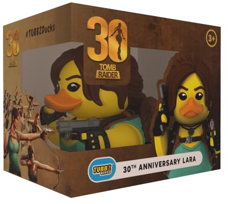 TUBBZ Tomb Raider Lara Croft 30th Rubber Duck Collectible Toys Boxed 8.9cm