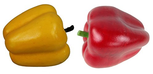GMMH Deko Paprika 3 Stück, Rot, Gelb und Grün, Lebensechtes Plastikgemüse, Kunstgemüse, Kunstobst, Künstliches Obst und Gemüse Dekoration, Schaufenster Haushalt Küche, Party und Hotel