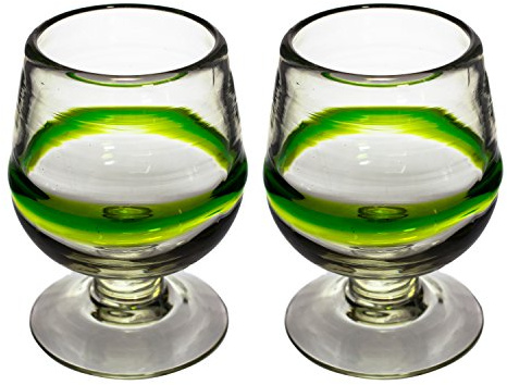 Tumia LAC Verre à Cognac ou à Brandy Artisanal – Verre recyclé – Vert mélangé - par 2 pièces