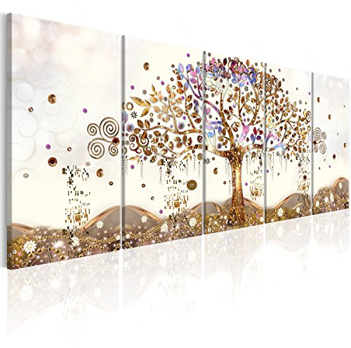 murando - Quadro Gustav Klimt 200x80 cm 5 Pezzi Stampa su Tela XXL Immagini Moderni Murale Fotografia Grafica Decorazione da parete Quadri Componibili Albero della Vita Astratto l-A-0009-b-n