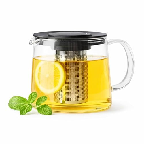 Point-Virgule Teiera in vetro con filtro in acciaio inox per aroma puro nero, 600 ml