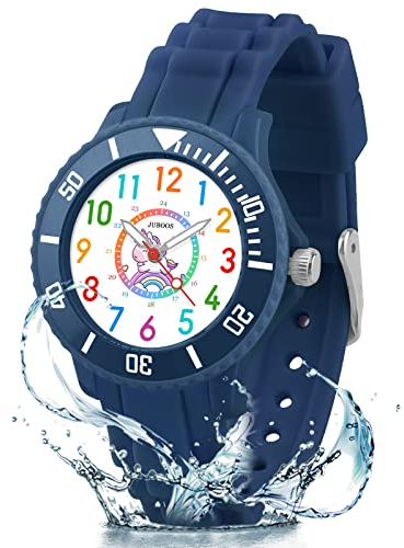 Juboos Kinderuhr, Kinderuhr Jungen Mädchen Analog Quarz Uhr Uhren für Jungen Wasserdicht, Armbanduhr Kinder Junge