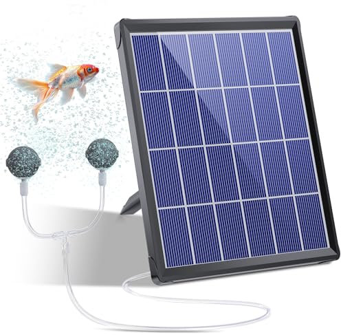Biling Pond Aerator Solar Powered,2.5W Solar Pond Air Pump for Outdoor Fish Ponds, 3 Modes Hydroponics Air Pump, Solar Pond Oxygenator for Pond Stock Tank Aquarium 2 Air Stone for Pond