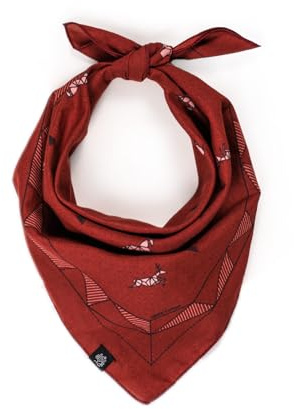 WHTE MOSS Bandana – 100% Cotton Extra Soft Scarf Handkerchief for Men & Women (Origami Red)