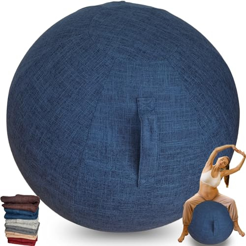 Copertura Per Palla Da Seduta, 55cm 65cm Gym Ball Cover, Antigraffio Palle Da Seduta Pieghevoli Copertura, Pilates, Yoga, Palla Da Ufficio, Pallone Da Allenamento (Nessuna Palla) ( Color : Blue , Size