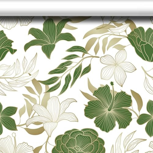 SUKPDJO Papier peint autocollant - 40 x 600 cm - Film adhésif pour meubles - Motif fleur verte - Pour armoires de cuisine - En vinyle imperméable - Pour mur, meubles (40 cm x 300 cm)