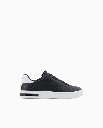 Armani Exchange A|X Sneakers Uomo Urban Chic in Ecopelle Saffiano XM000140AF11916 8058997987257-44 Nero Bianco 44