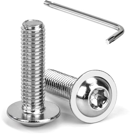 Tunejoy 20 Pezzi Viti a Testa Bombata Torx con Flangia M8 x 30 mm Vite a Testa Esagonale Bulloni in Acciaio Inox A2 V2A Viti a Brugola con Chiavi a T40 Filettatura Completa