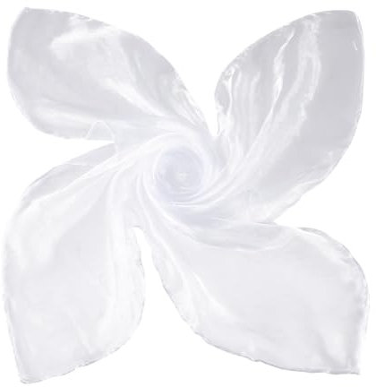 GlasFlength 8 Stück Square Jongliertücher Set, Tanz Tücher Chiffontücher Sensorisches Spieltücher Party-Aktivitäten Zubehör Dekoration Tanztücher Bunte Tücher für Kindershow, 60x60cm (Weiß)