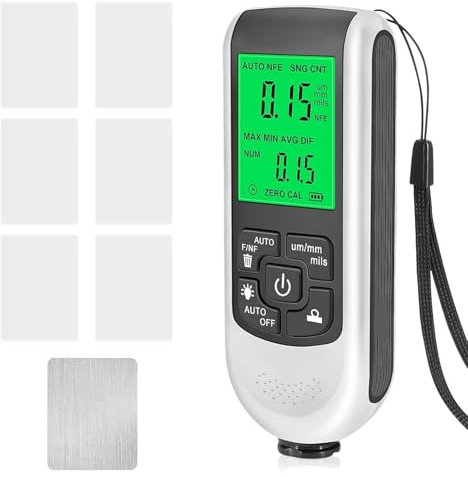 Infreecs Medidor digital de espesor de capa para coche, medidor de espesor de pintura 0-2000UM, medidor de espesor de color con pantalla LCD Fe & NF para la medición del espesor de pintura en la