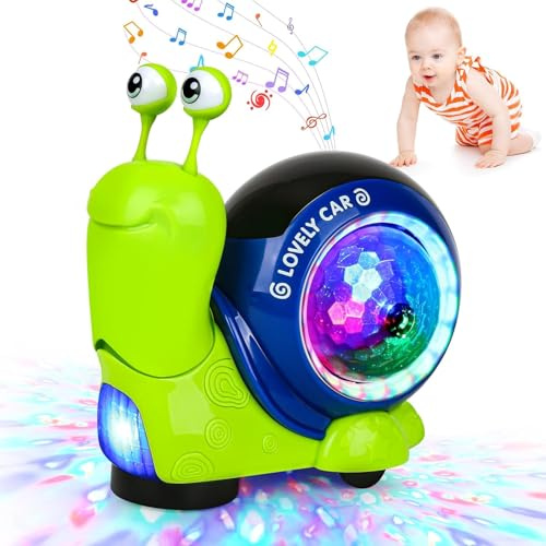 Snail Toy for Babie 6 to 12 Month Crawling Sensory Toys for 1-3 Year Old Crawling Light Up Snail Baby Toy Gift for Newborn Babies Crawling Toy for 1 2 3 Year Old Boys Girls