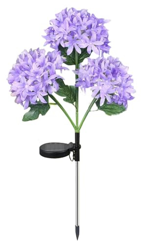 Flores solares impermeables – Hortensias LED brotantes, decoraciones de jardín alimentadas, lámpara de flores artificiales | Paisajismo decorativo para patio, iluminación de caminos, decoración de