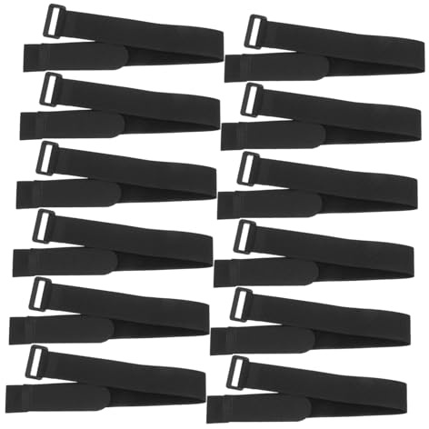 BCOATH 12pcs Yoga Mat Strap with Hook Loop Fastener for Carrying | Black Nylon Band, Lightweight Reusable Tie, Helps Stop Unrolling, Exercise Lovers Pack of Twelve