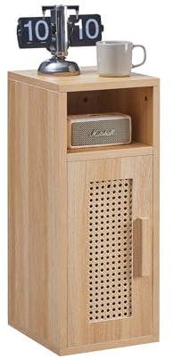 OCTTZ Smal sängbord 25 cm, kompakt sängbord i trä med förvaring, modern sängsäng, 25 x 30 x 60 cm, perfekt för sovrum och vardagsrum, naturlig stil