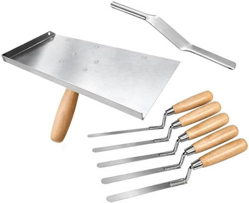 Falco puntatore per muratura con 5 cazzuole in acciaio inox e set di attrezzi per giunzione per muratura, stuccatura e muratura, strumenti di riparazione fai da te per mattoni
