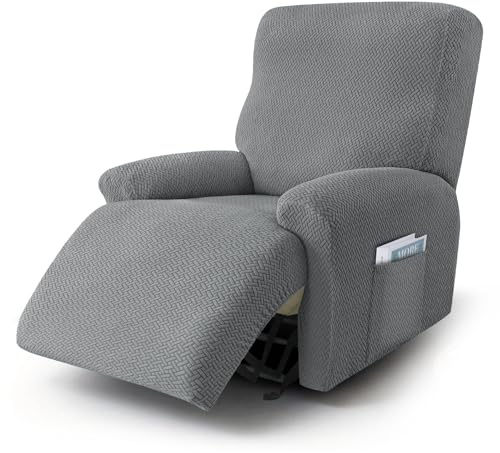 Funda Sillon Relax Reclinable 1 Plaza, Fundas Sillon Relax Elástica con Bolsillos, Funda Sillon Antideslizante, Funda Butaca Reclinable para Sofá de Televisión, Protector de Muebles Lavable