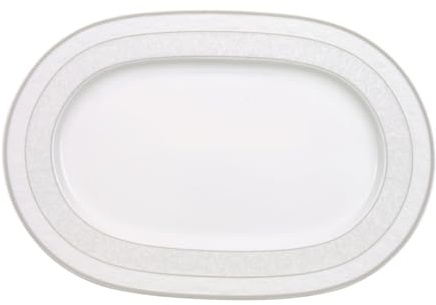 Villeroy & Boch Gray Pearl Fuente Ovalada de 35 cm de Diámetro, Porcelana, Blanco, 35x35x6 cm