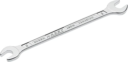 HAZET 450N-8X9 139 mm Hexagon Profile Double Open-End Wrench - Chrome-Plated