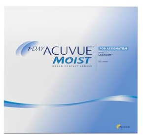 ACUVUE MOIST 1-DAY for Astigmatism Tageslinsen – Tageskontaktlinsen mit -1.25 dpt, Cyl -0.75, Ach 180 & BC 8.5 – UV Schutz, feuchtigkeitsspendend & angenehmes Tragegefühl – 90 Linsen