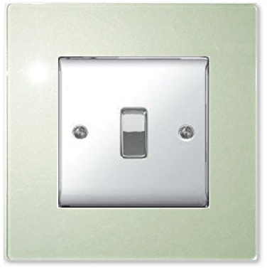 Focus Plastics SINGLE LIGHT SWITCH SOCKET COLOURED ACRYLIC SURROUND FINGER PLATE - BUY 2 GET EXTRA 1 FREE (10 COLOURS) (Green Tint/Glass Effect)
