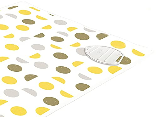 Encasa XO Ironing Mat/Pad (120x70 cm) with 3mm Padding & Silicone Iron Rest for Steam Pressing on Tabletop or Bed - Heat Resistant, Portable, Quilting & Travel Blanket - Yellow Moon