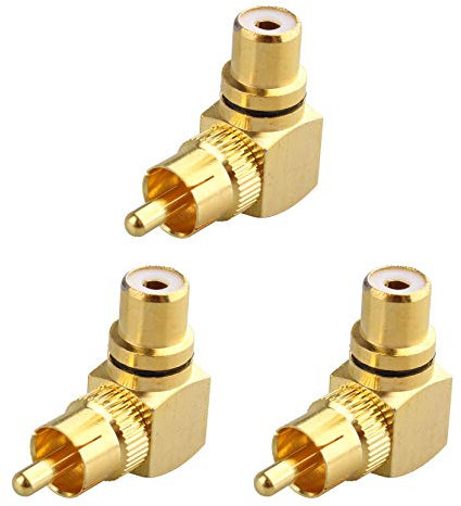 Jopto 3PCS Maschio a Femmina 90 Gradi Angolo Retto Adattatore Ad Alte Prestazioni Oro Metallo Rame a Forma Di L Connettore