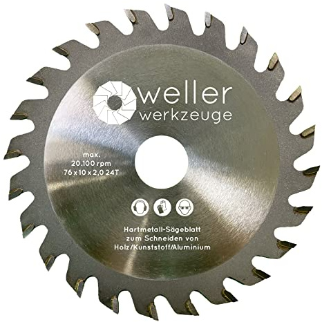 Professionellt sågblad HM 76 x 10 mm, 24 tänder för trä, plast och aluminium, kompatibel med sladdlösa cirkelsågar 12 V 10,8 V
