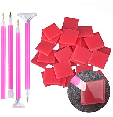 100 Stück Diamant Malerei Kleber Clay und 4 Stücke Diamant painting Strass Malerei Stifte 5D Diamant Malerei Kreuzstich Stickerei Stift Werkzeuge für Kunsthandwerk punktieren Bohren Kunst