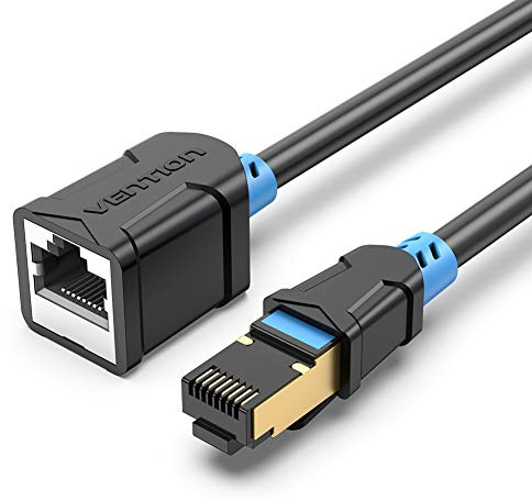 VENTION Cat6 Ethernet Extension Cable 2m Round Ethernet Extender 1000Mbps Male to Female Patch Cord Connector Gigabit Lan Network STP Network Cable for PC Switch Router Support Cat6 / Cat5e / Cat5