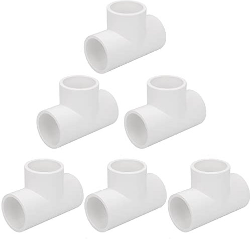 6 Stück 3-Wege-2,5 cm T-Stück PVC-Rohrverschraubungen Verbinder SCH40 Möbel Build Grade PVC Eckbeschläge Ellenbogen Armaturen für DIY PVC Regal Garten Stützstruktur Zeltverbindung