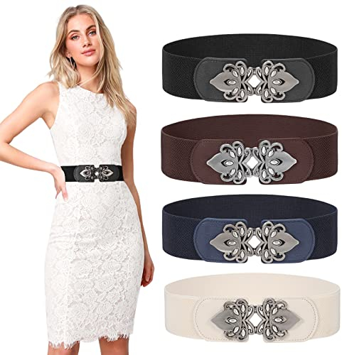 LEACOOLKEY Korsett-Gürtel für Damen, breiter, elastischer Wespie-Gürtel für Halloween-Kostüme, Schnür-Cinch-Taillengürtel für Kleider