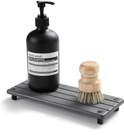 Sink Caddy Kitchen Sink Organizer, Water Absorbing Stone Tray for Sink,Diatomite Bathroom Counter Tray,Faucet Drying Mat Protector Coaster Soap Dish Rack Riser Vanity Dispenser Sponge Holder,10 x 4