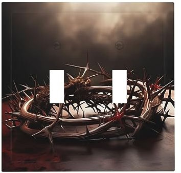 Kreuz- und Dornenkronen-Druck-Lichtschalter-Abdeckung, Doppel-Kippschalter, Steckdosenabdeckung, Wandplatten-Abdeckung für Badezimmer, Schlafzimmer, Büro, Heimdekoration