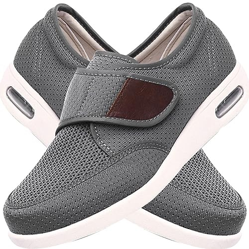 Uomo Chiusura per L'artrite del Piede Extra Largo Artrite Edema Chiusura Regolabile Memory Foam Sportive da Jogging Fitness Ortopediche(Color:Gray,Size:39 EU)