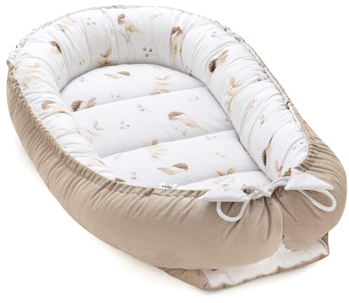 Pepi Babynest Kokon aus Samt - Nestchen Baby - Baby Nest - Babybett Zubehör - Bilateral Bettnestchen - Babynestchen Neugeborene - Kuschelnest Baby, mit Velvet
