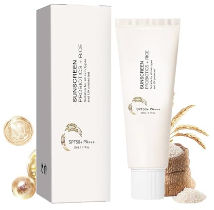 Crème solaire probiotique au riz, Crème solaire Rice Probiotics SPF 50+ aux extraits de riz - Haute Protection Solaire Visage et Corps, Moisturizing Sun Cream, Crème Solaire Bio, Respirante (1PC)