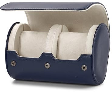 Oirlv Pu Pelle 2 Fessure Scatola Orologi, Scatola porta Orologi Uomo,Per Viaggio,Natale,Anniversario,Compleanno(Blu Scuro)