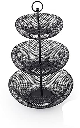 OGLFGLNY Cesta de Frutas Tazón Bandeja de Tres Niveles Bandeja de Frutas Hogar Sala de Estar Té Bandeja de Frutas de múltiples Capas Cesta de Frutas Multifuncional de Moda Fruteros (Color: B)