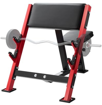VEVOR Preacher Curl Bench, Strength Training Benches, Max Load 660 LBS Home Gym Fitness Equipment, Seated Arm Isolated Barbell Dumbbell Bicep Station, Adjustable Weight Bench with Bar Holders
