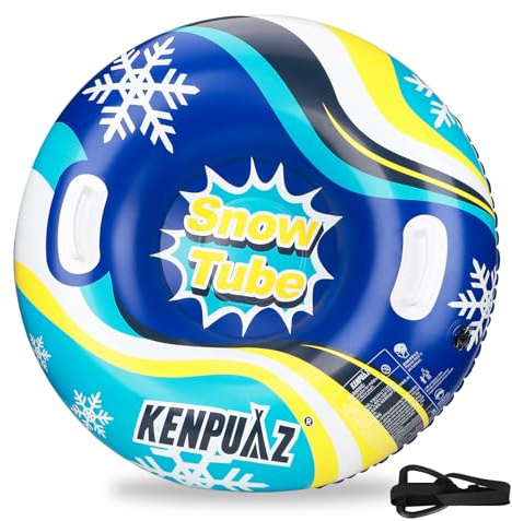 YOUWANLI Inflatable Snow Tubes for Adults & Kids - Heavy Duty Winter Snow Sleds with 2 Handles, Pull Ropes & Quick Air Release Valves for Snow Tubing, Sledding & Winter Sports(36in-Blue)
