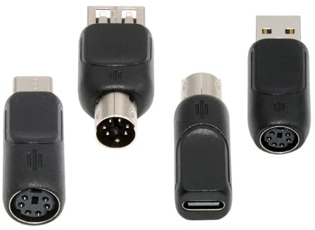 NFHK 4pcs/lot USB 2.0 Type-A Type-C USB-C to PS2 Keyboard PS/2 Mouse Male to Female Adapter Mini-Din 6Pin