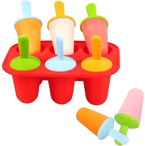 Dermalyx Confezione Da 6 Stampi In Silicone Per Ghiaccioli Per Bambini Piccoli, Stampi Di Alta Qualità In Silicone Per Gelati, Con 6 Bastoncini Colorati Riutilizzabili Pe