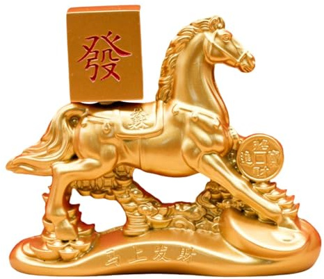 Homyl Cavallo Statuetta Artistica Desktop Ornamento Feng Shui Figura Decorativa Collezionabile Realizzata in Lega di Zinco Raffinata Adatta per Studio Soggi, Ricchezza