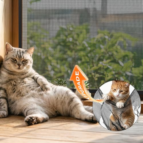 BKSAI Mosquitera Ventana para Gatos, Red Anticaída Adhesiva sin Taladrar